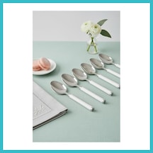Bezos 6 Lı Paslanmaz Çelik Tatlı Kaşığı Seti Beyaz Saplı 15 Cm Dfnbez