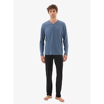 Erkek Pijama Takımı 40782 - Mavi Mavi