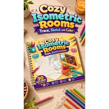 Cozy Isometric Rooms Boyama Kitabı Trace Sketch Color 30 Görsel 20x20 Cm