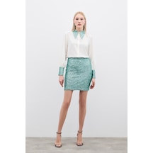Sateen Payetli Mini Etek - Mint-135368 Mint