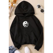 Uyguntarz Çocuk Yin & Yang Tasarım Sweatshirt Siyah