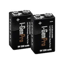 Batteries Pro 6hr61 9v 250 Mah Şarj Edilebilir 9 Volt Pil Ni-mh Şarjlı Pil 2'li Paket