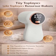 Dijital Ekranlı Şarjlı Tüy Toplayıcı 3 Kademeli Güçlü Tüy Temizleme Cihazı Beyaz