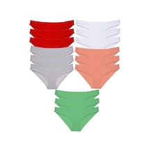 15 adet Süper Eko Set Likralı Kadın Slip Külot Kırmızı Gri Beyaz Çok Renkli