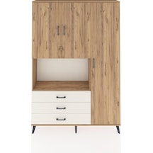 Arges Dolap 7 Raflı 3 Çekmeceli 3 Kapaklı 132x30x195 Çam-çam/... Çam