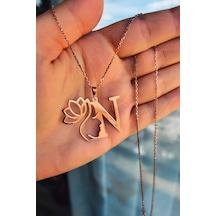 925 Ayar Gümüş Rose Altın Kaplama Harfli Kolye Rose Gold
