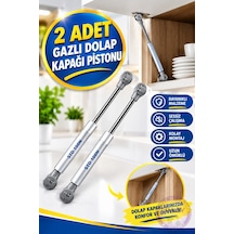 2 Adet Dolap Kapak Gazlı Amortisörü Pistonu Mobilya Kapak Hidroliği 27 Cm 100n Gümüş
