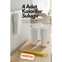 4 Adet Kalorifer Suluğu Seti, Petek Temizleme Fırçası Hediyeli Oda Nemlendirici Seti Beyaz Beyaz