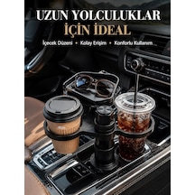 Ayarlanabilir Araç Bardaklık Aparatı Çift İçecek Ve Tepsili Tasarım 1