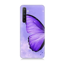 Realme Xt Uyumlu Mor Kelebek Desenli Silikon Kılıf