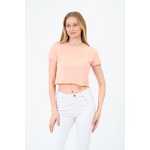 Kadın Kısa Kollu Oversize Crop Çok Renkli