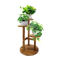 Çiçeklik 3 Raflı Saksılık Dekoratif 3 Raflı Çiçeklik Doğal Ahşap Saksılık Çiçek Rafı Daire Model