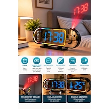 Led Dijital Masa Saati Şık Tasarım Alarm Özelliği Parlaklık Ayarı Sıcaklık Ve 12 24 Saat Gösterimi Çok Renkli