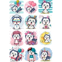 Sevimli Köpek Sticker Set 12 Parça Telefon, Tablet, Defter, Laptop Sticker