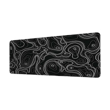 Siyah Beyaz Topografik Harita 40x90 Cm Oyuncu Mousepad Kaymaz Taban Büyük Boy Mousepad