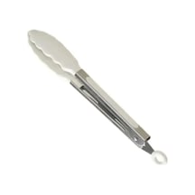 Silikon Uçlu Metal Servis Maşası Kremrengi 25 Cm Silikon Bej