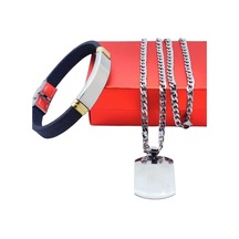 Çelik Bileklik+Çelik Kolye  Set Gümüş