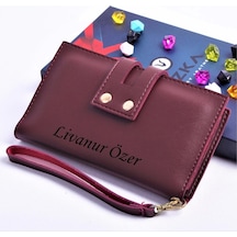 Bordo Çift Çıtçıtlı Model Trend Kadın Cüzdanı - Anahtarlık Hediyeli