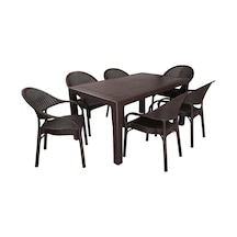Depootoptan Mandella Elit Rattan 90 x 150 CM Eylül Koltuk Masa Takımı Kahverengi