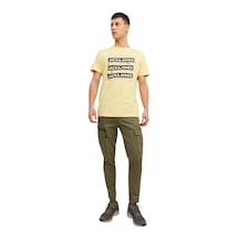 Jack & Jones Spirit Logo Erkek Beyaz Bisiklet Yaka Tişört 12235249 Sarı