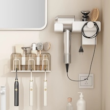 Metal Diş Fırçası Rafı Çok Fonksiyonlu Diş Fırçası Tutacağı Yumruksuz Diş 2-white With Cup Beyaz