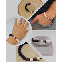 Aytaşı & Oniks Taşı 8mm Unisex Tasarım Bileklik Hawaii Model 933 Çok Renkli