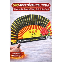 648 Adet Siyah Tel Toka Saç Tokası Dayanıklı Metal Profesyonel Saç Teli Toka Seti Çok Renkli