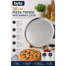 38 Cm Paslanmaz Çelik Delikli Pizza Tepsisi Yuvarlak Fırın Tepsisi Çıtır Taban Pizza Pişirme Tepsisi Gümüş