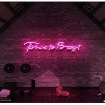 Time To Beast Yazılı Neon Tabela Pembe