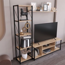 Jattebo 160 Cm Tv Ünitesi Seti Yaşam Ünitesi Seti Metal Meşe