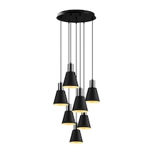 Tend Özel Tasarım Salon - Mutfak - Cafe Modern Metal Siyah 7 Li Sarkıt Avize Diğer