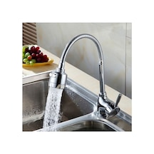 - Hareketli Lavabo Başlık - Batarya Başlığı - Mutfak Musluk Hortum - Krom Kubar