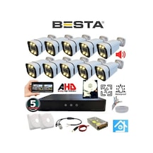 10 Kameralı 5 Mp Sesli Warm Led Waterproof 3.6 Mm Lens H.265 2 Tb Hdd Dahil Ahd Güvenlik Seti