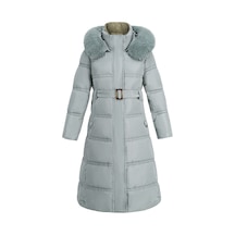 Sımıcg Kadın Uzun Fermuarlı Pamuklu Mont Mavi Açık Mavi