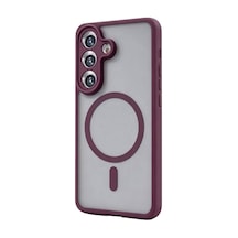 Samsung Galaxy S25 Loji Magsafe Kapak - Bordo Evimdeyokyok