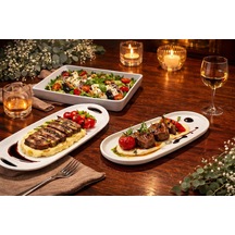 Beyaz Sunum Tabağı Seti 6&apos Lı Servis Tabağı Restoran Servis Tabak Seti, 6 Parça, 2 Oval 2 Tavuk Tabağı 2 Kare Tabak, Profesyonel Sunum Takımı Açık Gri