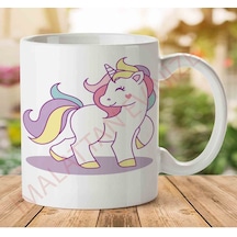 1-1208 Sevimli Unicorn İki Tarafı Baskılı Kupa Bardak.jpg Çok Renkli