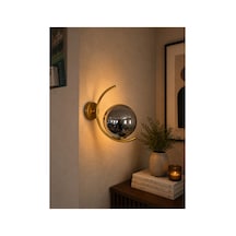 Moon Eskitme Gold Kasa Camlı Duvar Aplik Beyaz