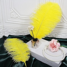 Kuzey Oyuncak 3 Adet Büyük Boy 35 Cm Sarı Deve Kuşu Tüyü Vıp Yellow Ostrıch Feather Büyük Dekor Sarı Kuş Tüyü 5+