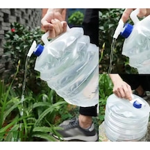 Gaman Katlanırsu Bidonu 5 Litre Katlanabilir Musluklu Su Bidonu Şeffaf