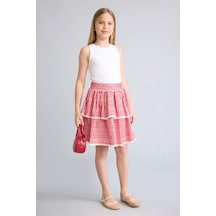 Defacto Büzgülü Bel Kırmızı Pötikareli Mini Etek Kız Çocuk H8407a826hsrd328 Kırmızı-rd328