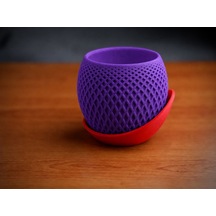3d Baskı Küre Saksı - Kafes Dokulu İki Parçalı Dekoratif Saksı - Mor-kırmızı 83998823