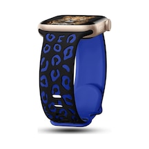 Ekılıf - Apple Uyumlu  Watch 10 46mm - Kordon Silikon Kordon Strap Kayış - Krd-140 - Siyah-mavi - T36945