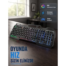 Profesyonel Oyuncu Klavye Mouse Seti Rgb Işıklı, Türkçe Q, Dpı Ayarlı, Dayanıklı Gövde - Lisinya Diğer