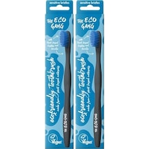 The Humble Co. The Eco Gang Adult Plant-based Tb Sensıtıve Blue Bitki Bazlı Çevre Dostu Diş Fırçası Mavi 2 Paketi Açık Ahşap