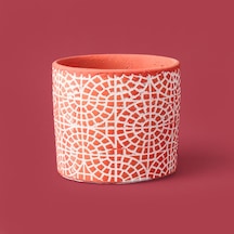 Objevii Mozaik Desen Beton Saksı - Turuncu - 10x13 Cm Renkli