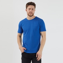 Slazenger SANDER KTN Erkek  Saks Mavi Tişört