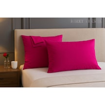 Fuşya Pamuk Kumaş Kapaklı Yastık Kılıfı 2 Adet 50 X 70 Cm