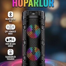 Bluetooth 5.0 Kablosuz Hoparlör Çift Sürücülü Bass Destekli Usb Sd Aux Girişli Taşınabilir
