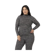 Disentis Büyük Beden Yarım Balıkçı Uzun Kollu Triko Siyah Body-siyah Siyah
